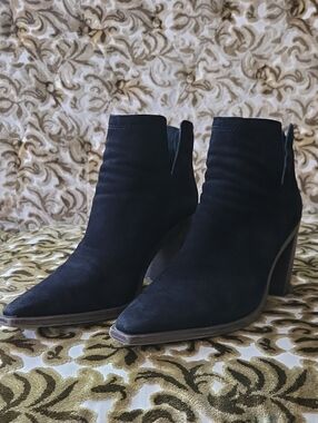 Vince Camuto Black Suede Pointed Toe Ankle Boots